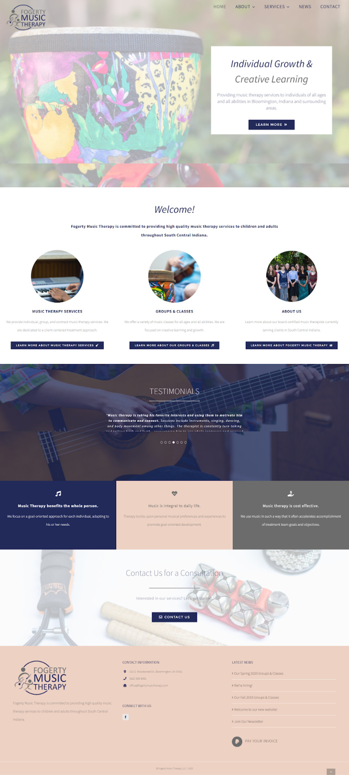 Fogerty Music Therapy Website Design